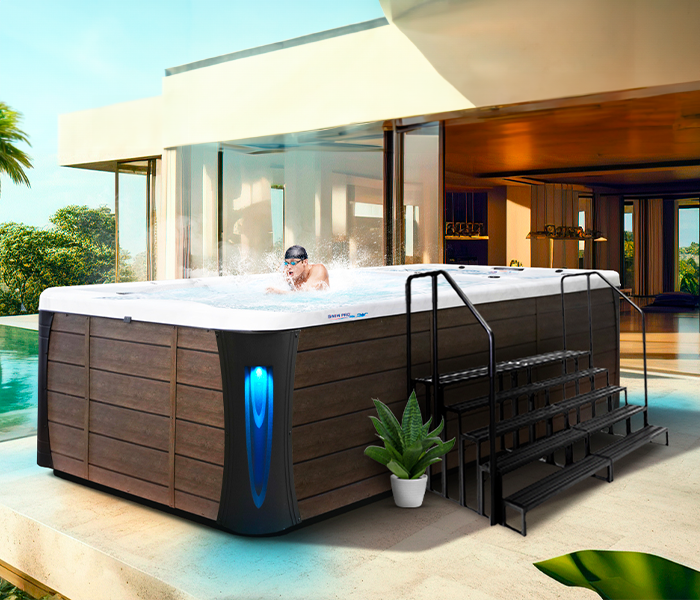 Calspas hot tub being used in a family setting - Isla Ratón